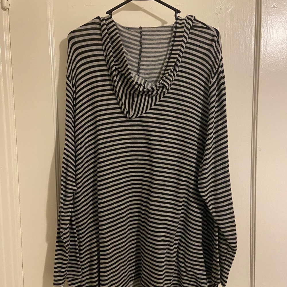 Gray & Black stripe hoodie
